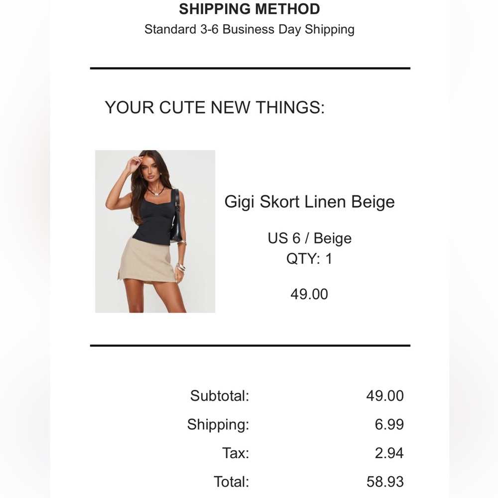 NWT Princess Polly Gigi Beige Linen Skort - Size 6 - Picture 8 of 8